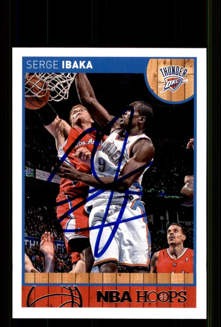 Signed Basketball Card Auto Serge Ibaka 2013-14 Hoops #33 Oklahoma City Thunder