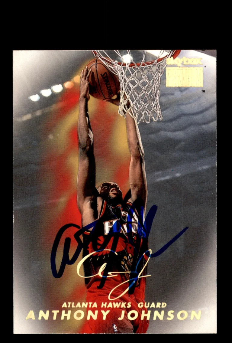 Signed Basketball Card Auto Anthony Johnson 1998-99 SkyBox Premium #198 Hawks