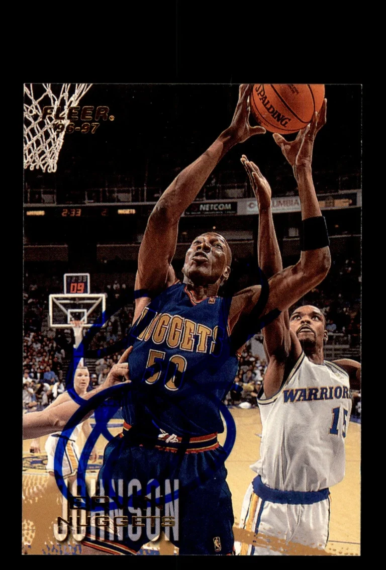 Signed Basketball Card Auto Ervin Johnson 1996-97 Fleer #177 Denver Nuggets