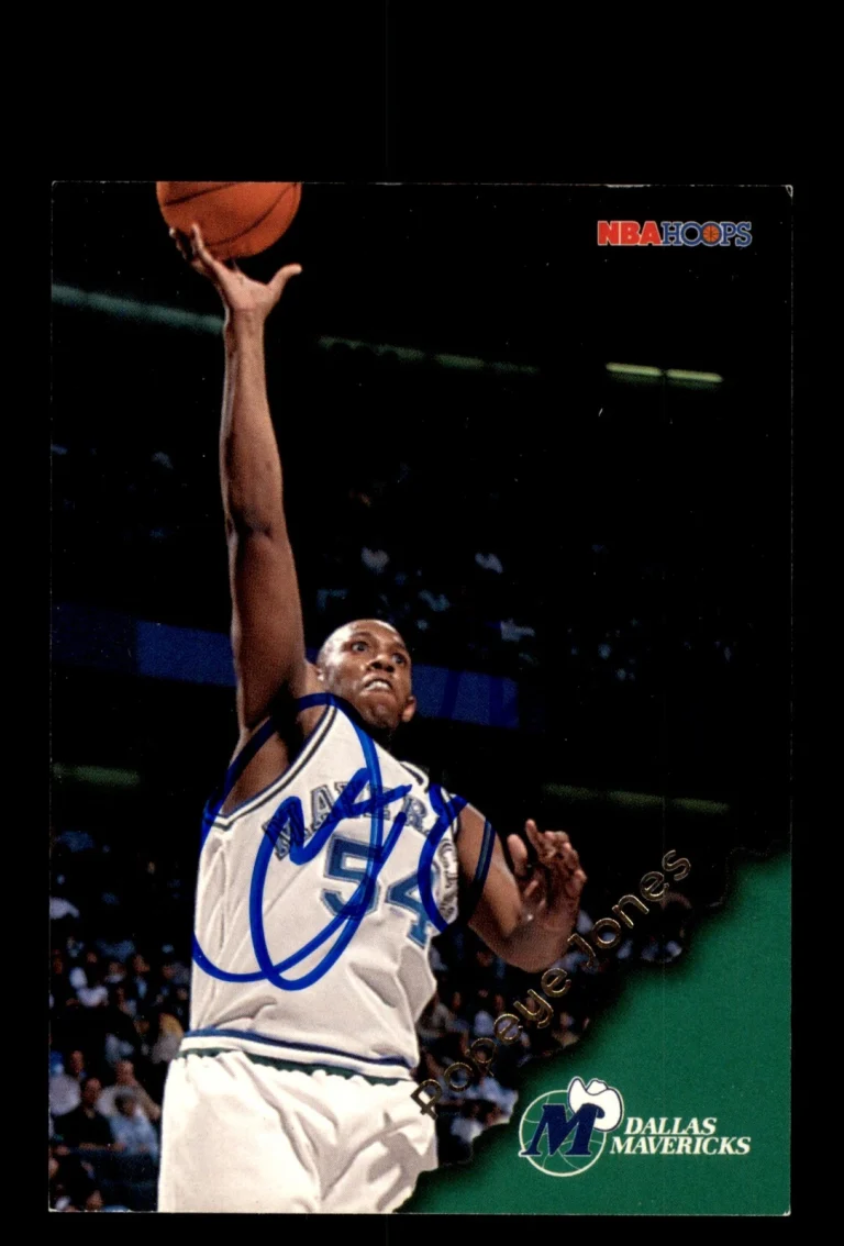 Signed Basketball Card Auto Popeye Jones 1996-97 Hoops #34 Dallas Mavericks