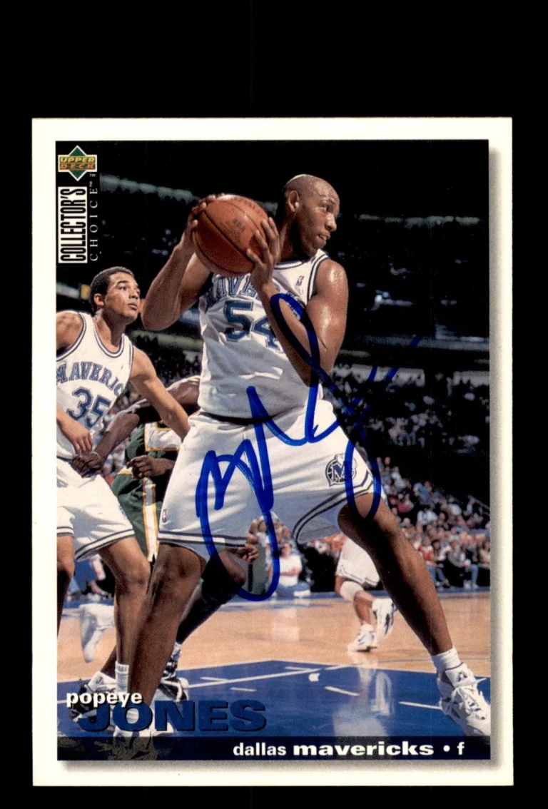 Signed Basketball Card Auto Popeye Jones 1995-96 Collector's Choice #62