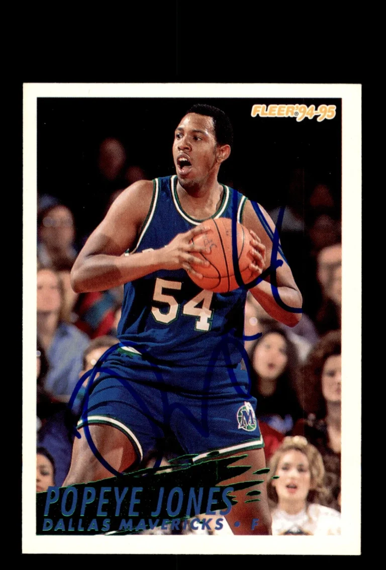Signed Basketball Card Auto Popeye Jones 1994-95 Fleer #50 Dallas Mavericks