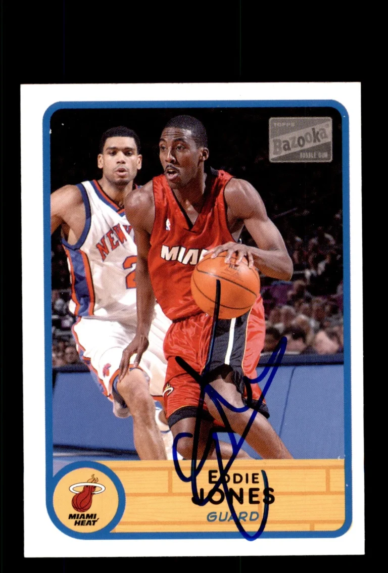 Signed Basketball Card Auto Eddie Jones 2003-04 Bazooka #28 Miami Heat