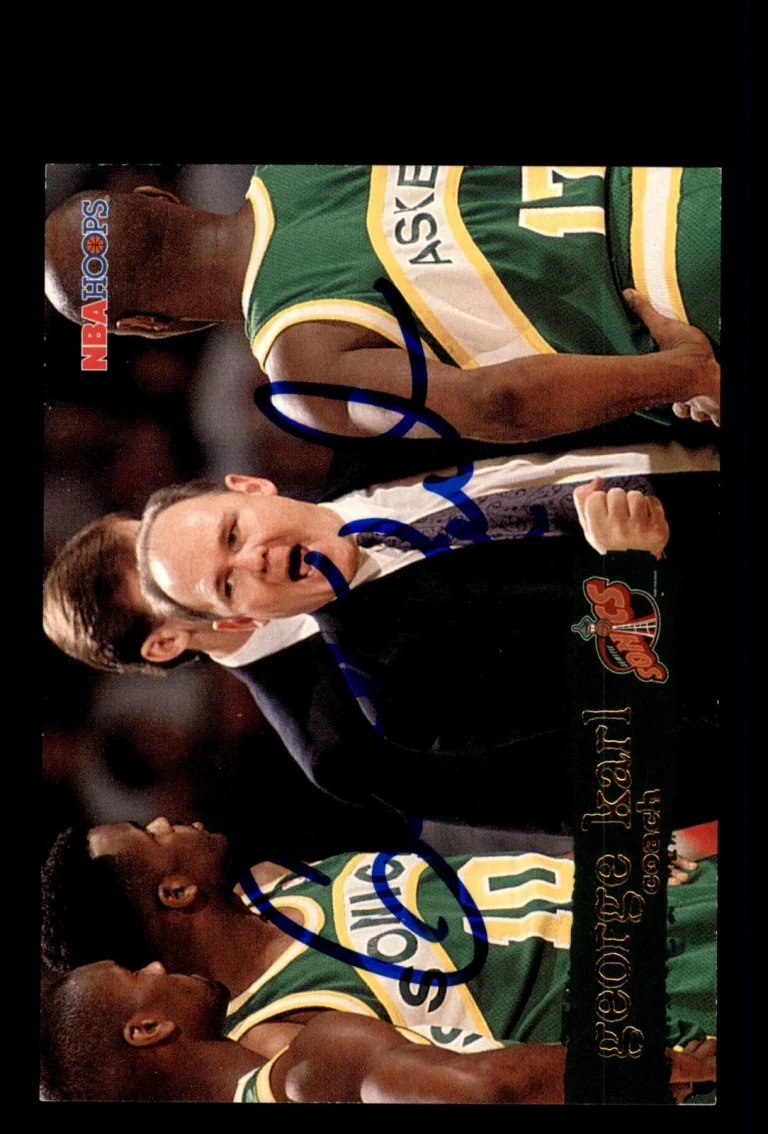 Signed Basketball Card Auto George Karl 1995-96 Hoops #193 Seattle SuperSonics