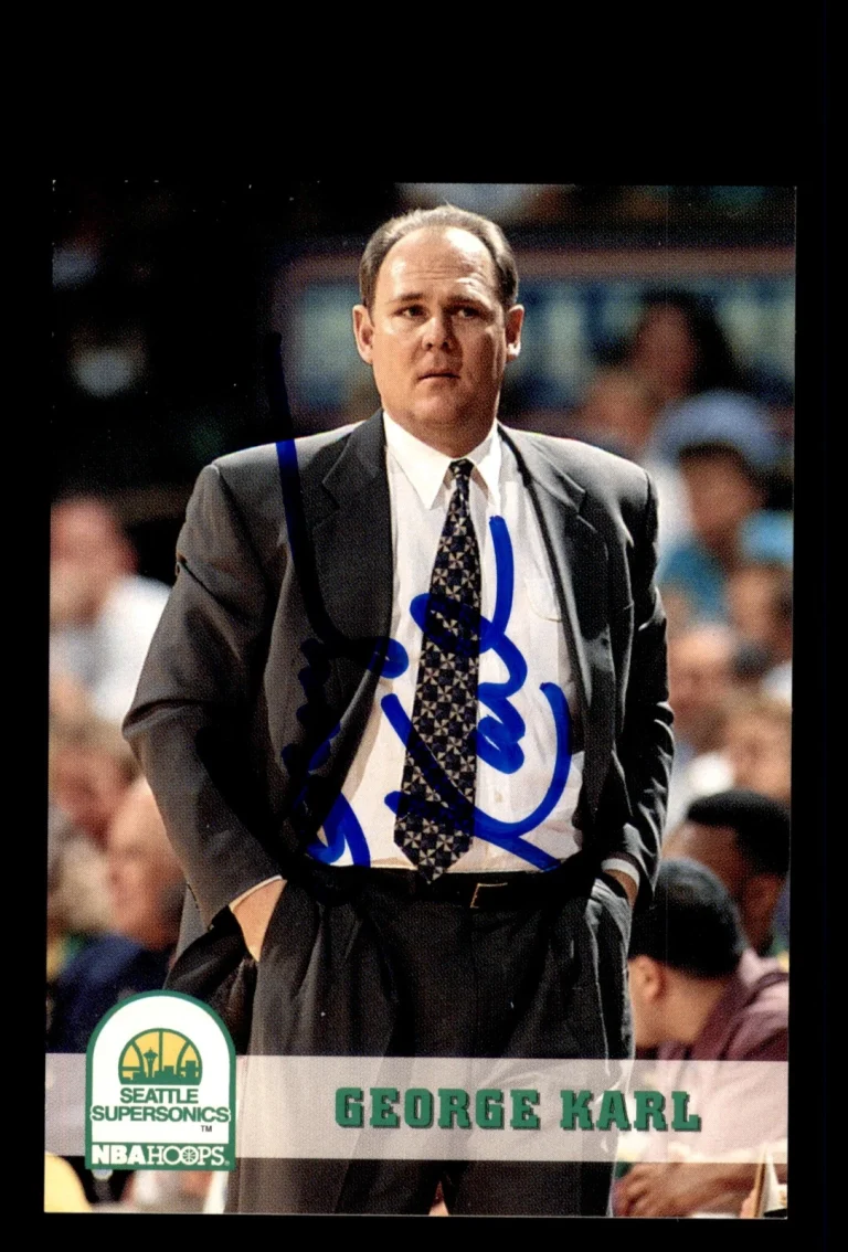 Signed Basketball Card Auto George Karl 1993-94 Hoops #254 Seattle SuperSonics
