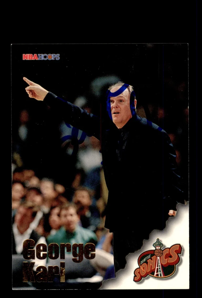 Signed Basketball Card Auto George Karl 1996-97 Hoops #273 Seattle SuperSonics