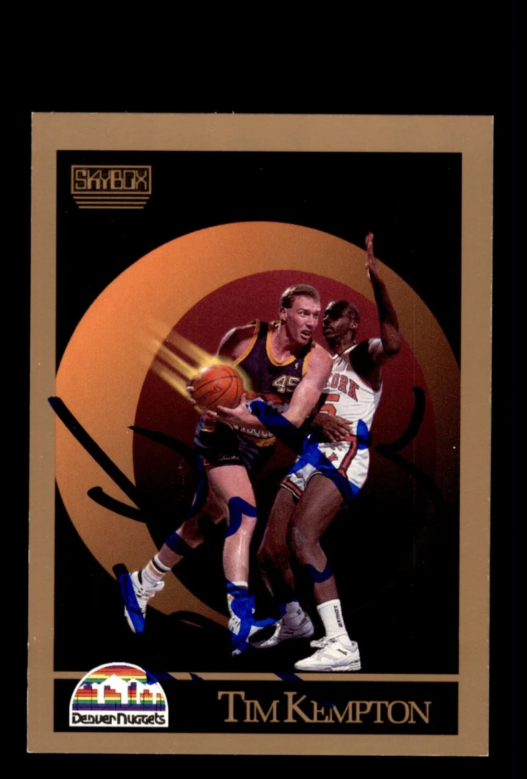 Signed Basketball Card Auto Tim Kempton 1990-91 SkyBox #76 Denver Nuggets
