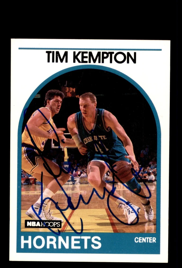 Signed Basketball Card Auto Tim Kempton 1989-90 Hoops #288 Charlotte Hornets