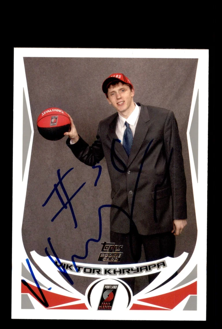 Signed Basketball Card Auto Viktor Khryapa 2004-05 Topps #242 Trail Blazers