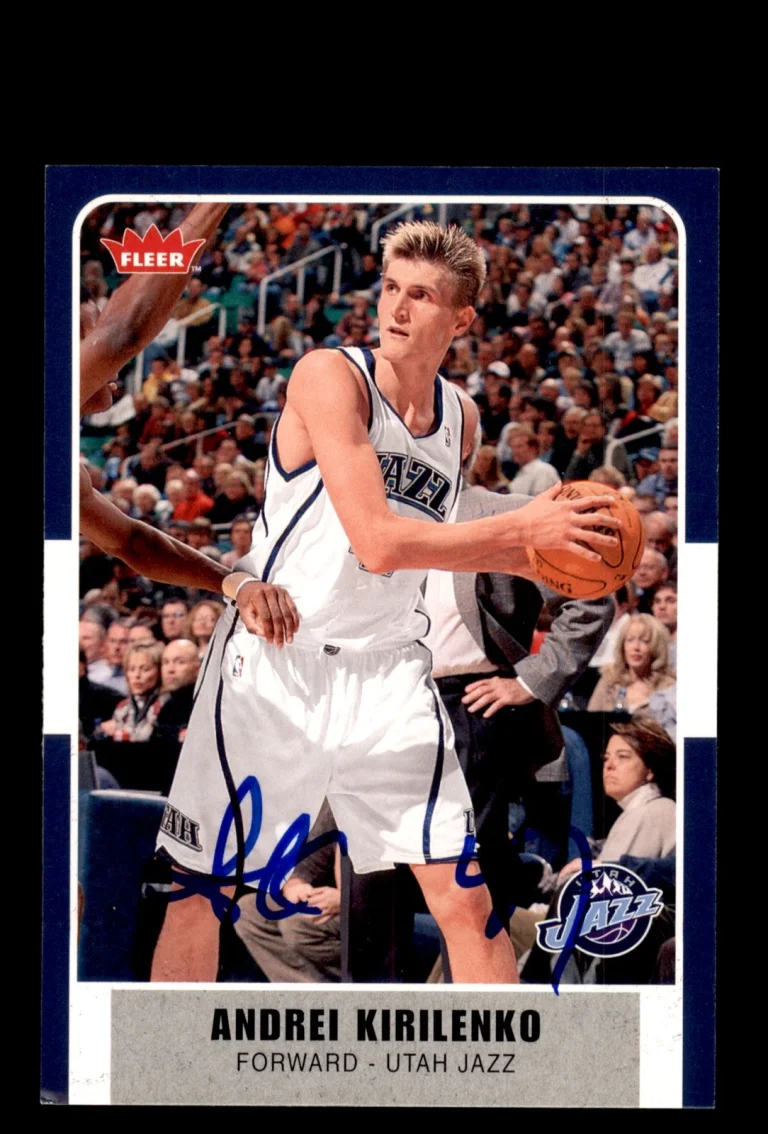 Signed Basketball Card Auto Andrei Kirilenko 2007-08 Fleer #175 Utah Jazz
