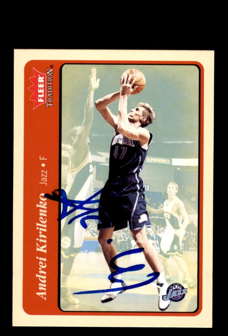 Signed Basketball Card Auto Andrei Kirilenko 2004-05 Fleer Tradition #14 Jazz