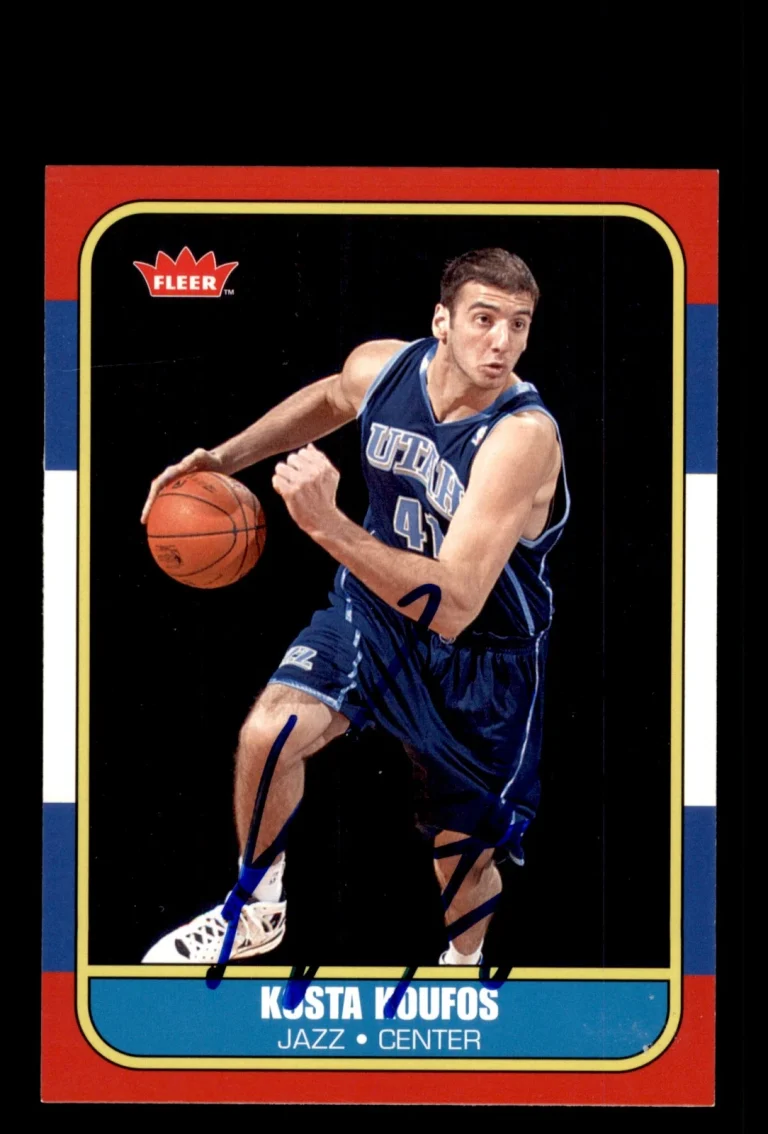 Signed Basketball Card Auto Kosta Koufos 2008-09 Fleer #86R-183 Utah Jazz