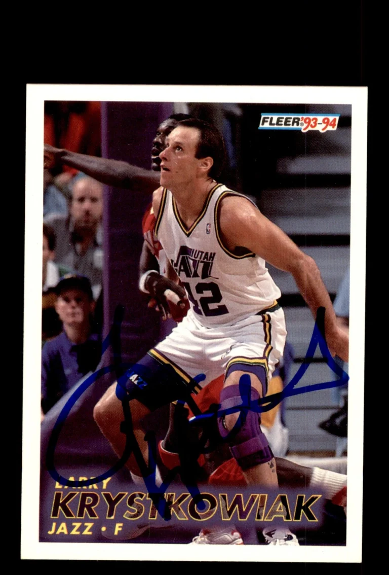 Signed Basketball Card Auto Larry Krystkowiak 1993-94 Fleer #209 Utah Jazz