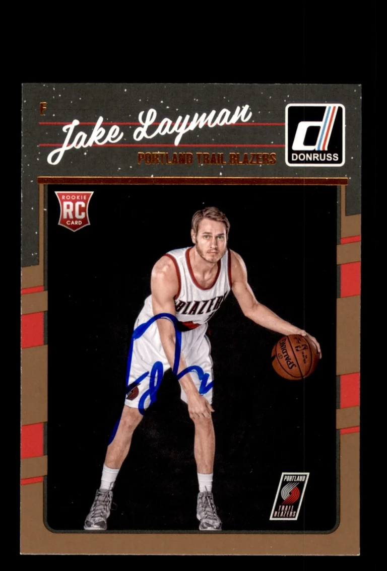 Signed Basketball Card Auto Jake Layman 2016-17 Donruss #187 Trail Blazers