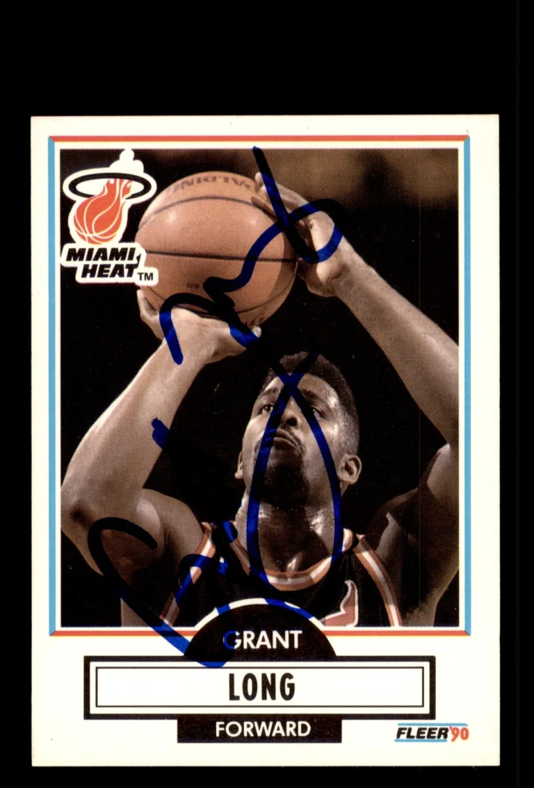 Signed Basketball Card Auto Grant Long 1990-91 Fleer #100 Miami Heat