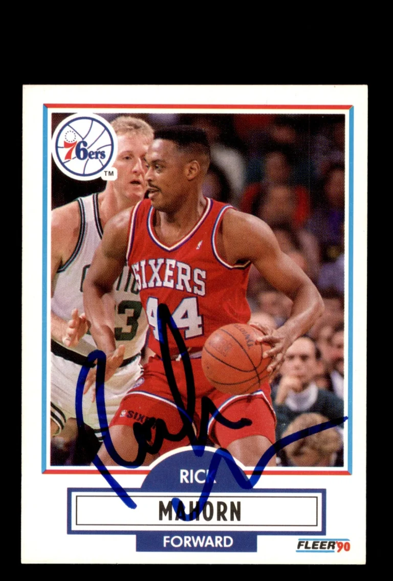 Signed Basketball Card Auto Rick Mahorn 1990-91 Fleer #144 Philadelphia 76ers