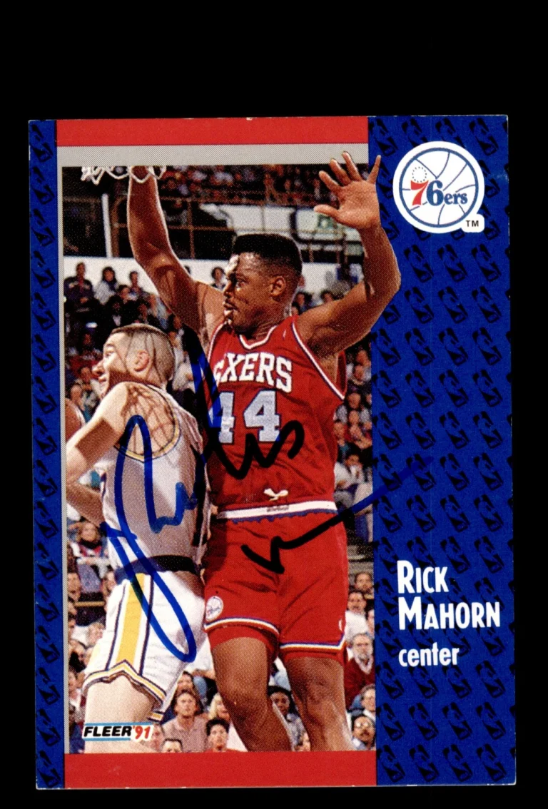 Signed Basketball Card Auto Rick Mahorn 1991-92 Fleer #156 Philadelphia 76ers