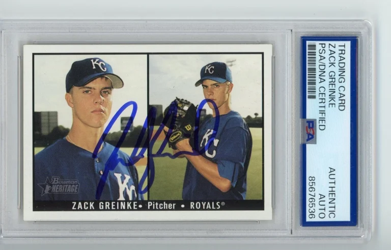 Signed Baseball Card Auto Zack Greinke 2003 Bowman Heritage #164 Royals PSA/DNA