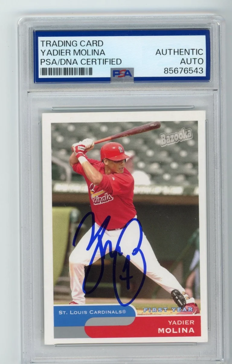 Signed Baseball Card Auto Yadier Molina 2004 Bazooka #275 Cardinals PSA/DNA