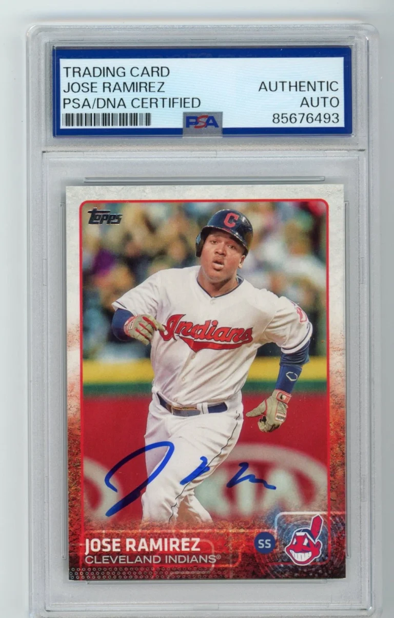Signed Baseball Card Auto Jose Ramirez 2015 Topps #447 Cleveland Indians PSA/DNA