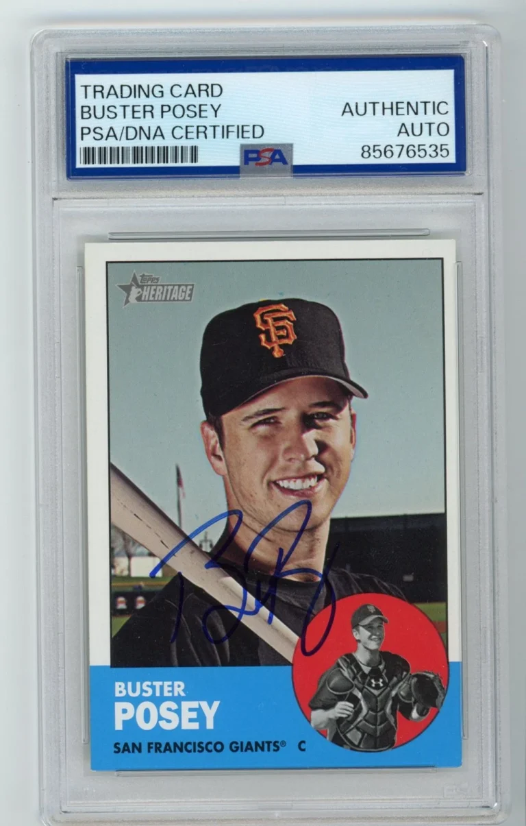 Signed Baseball Card Auto Buster Posey 2012 Topps Heritage #85 Giants PSA/DNA