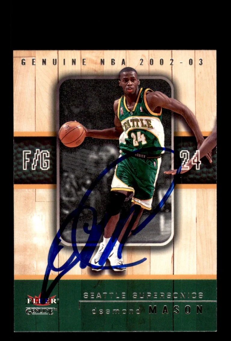 Signed Basketball Card Auto Desmond Mason 2002-03 Fleer Genuine #98 SuperSonics