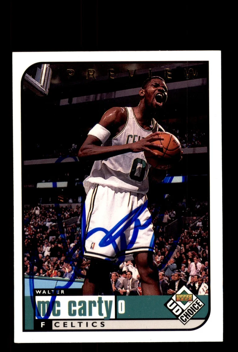Signed Basketball Card Auto Walter McCarty 1998-99 UD Choice #9 Boston Celtics