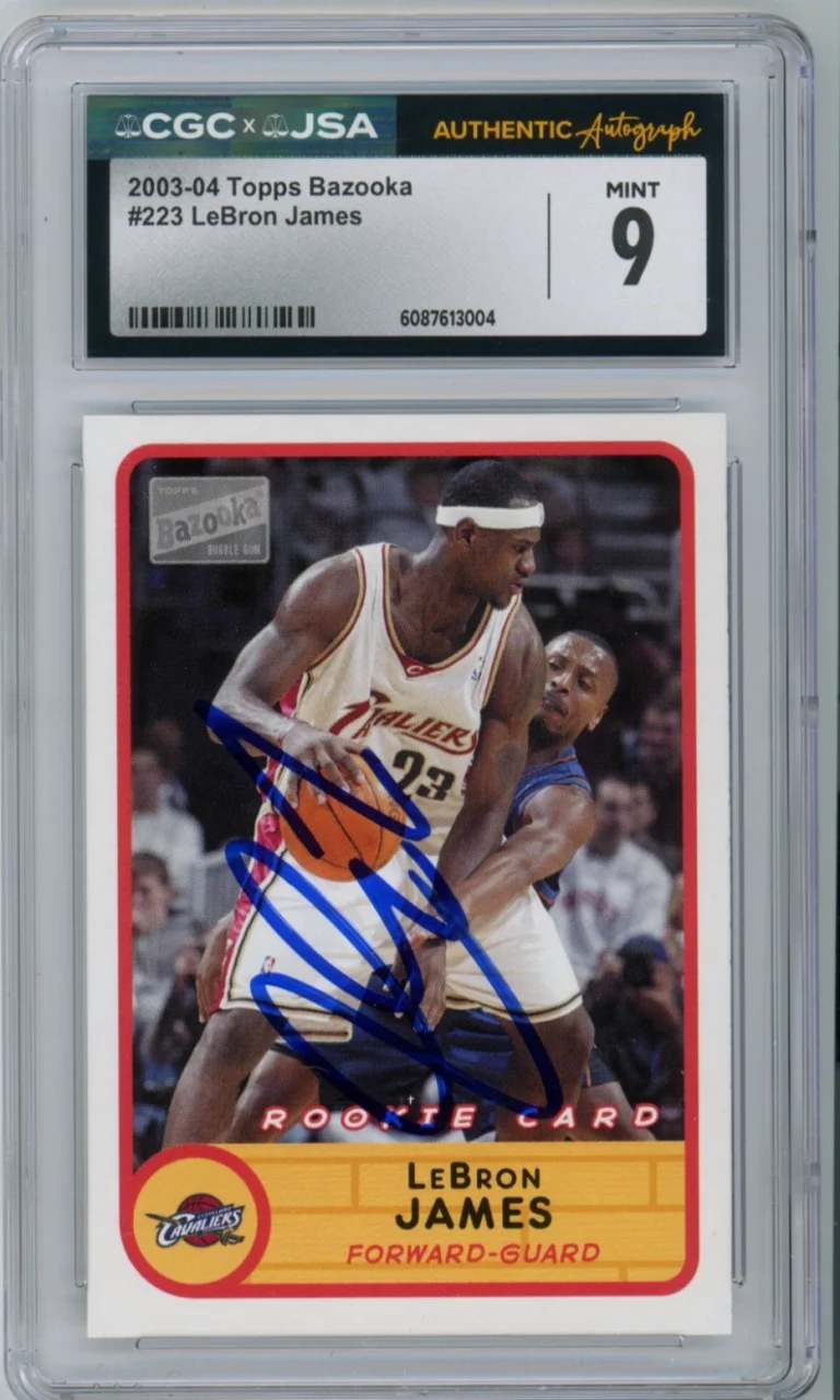 LEBRON JAMES SIGNED CARD BASKETBALL AUTO IP 2003-04 TOPPS BAZOOKA RC CGC JSA