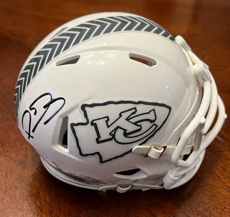 PATRICK MAHOMES SIGNED FOOTBALL MINI HELMET AUTO CHIEFS SALUTE TO SERVICE JSA