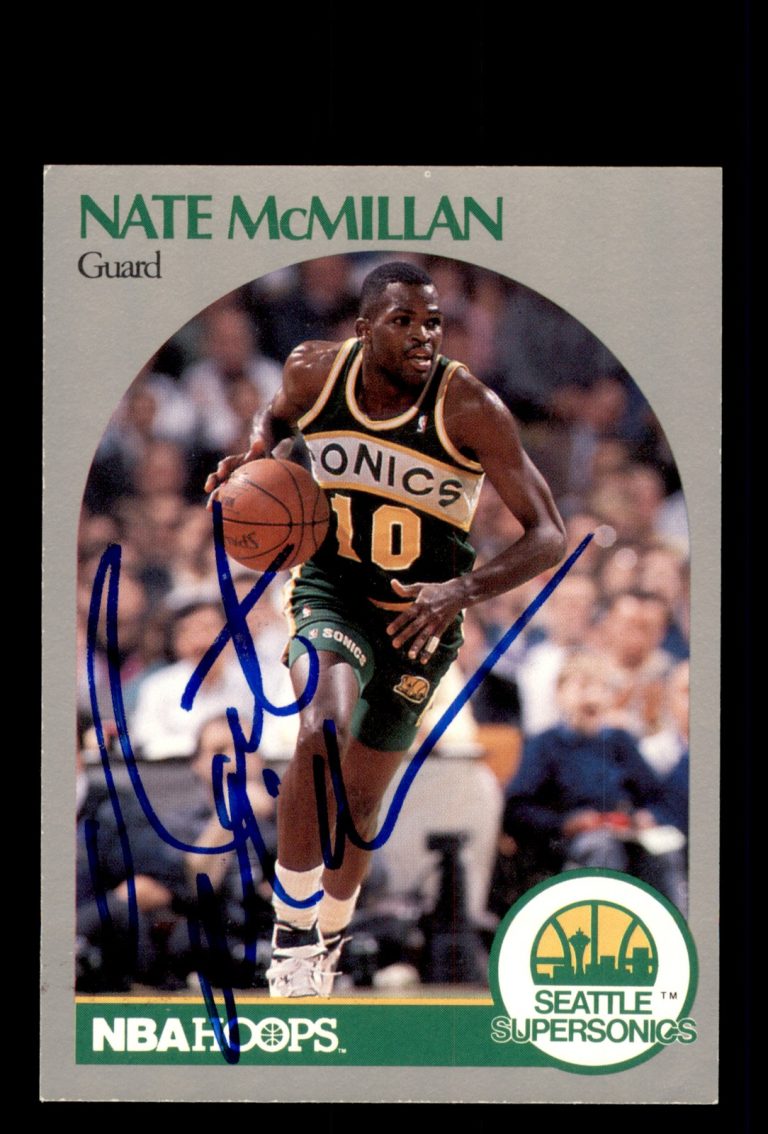 Signed Basketball Card Auto Nate McMillan 1990-91 Hoops #282 Seattle SuperSonics