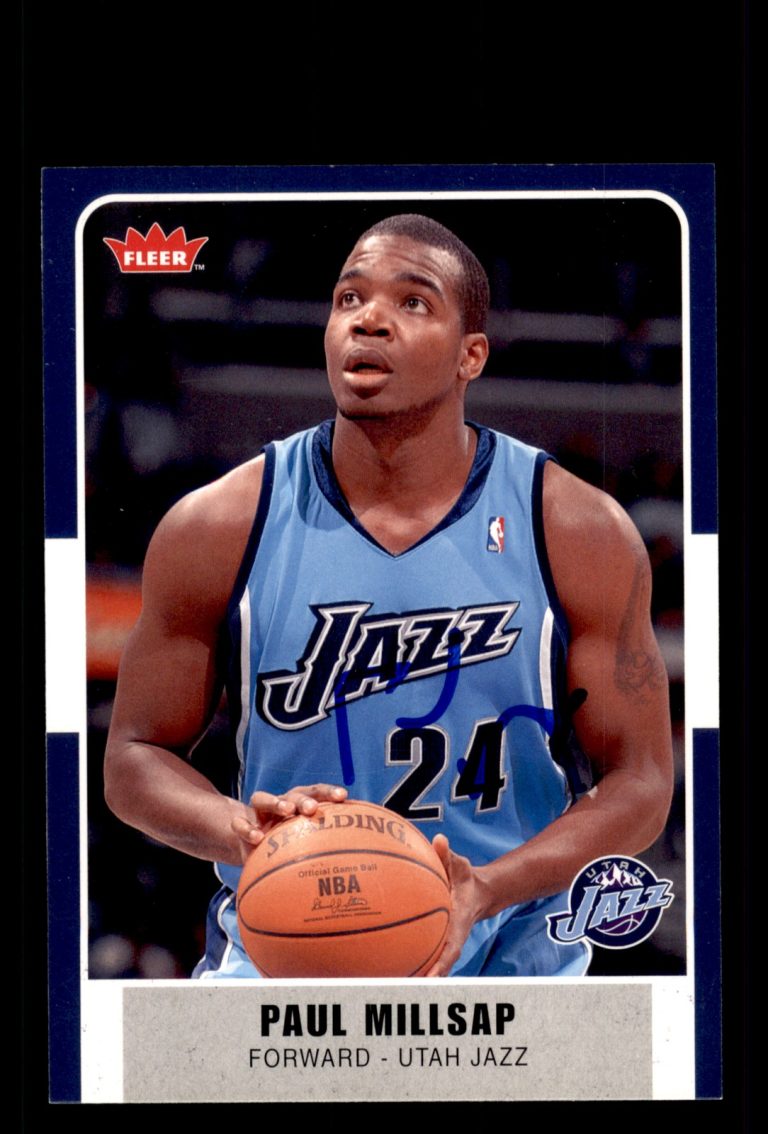 Signed Basketball Card Auto Paul Millsap 2007-08 Fleer #176 Utah Jazz