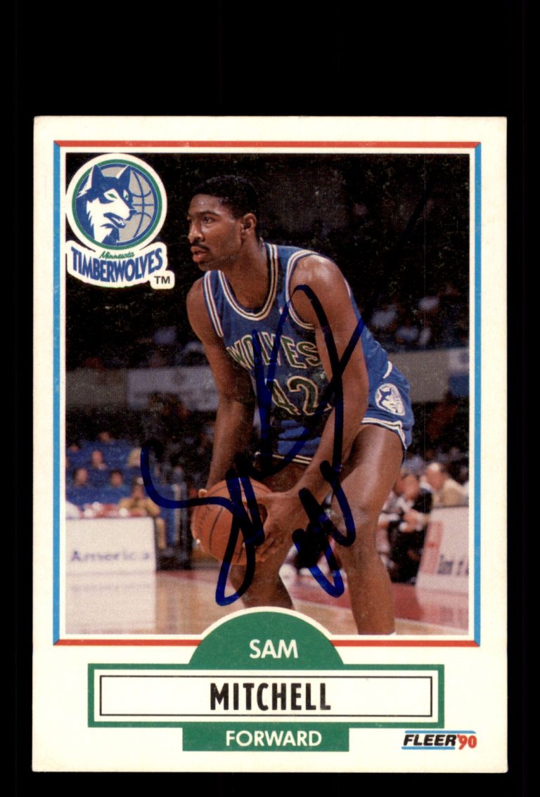 Signed Basketball Card Auto Sam Mitchell 1990-91 Fleer #114 Timberwolves