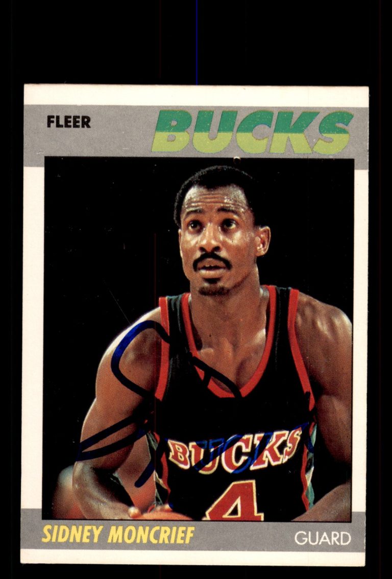 Signed Basketball Card Auto Sidney Moncrief 1987-88 Fleer #76 Milwaukee Bucks