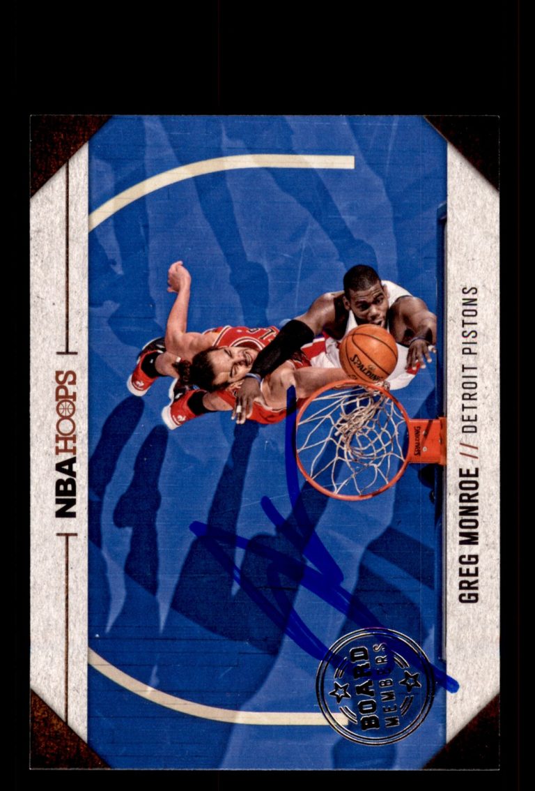 Signed Basketball Card Auto Greg Monroe 2013-14 Hoops #17 Detroit Pistons
