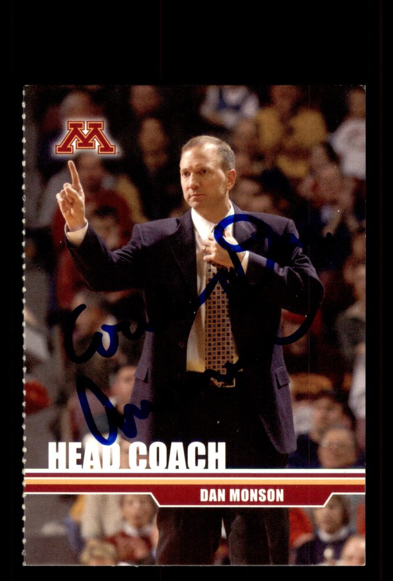 Signed Basketball Card Auto Head Coach Dan Monson Minnesota Golden Gophers