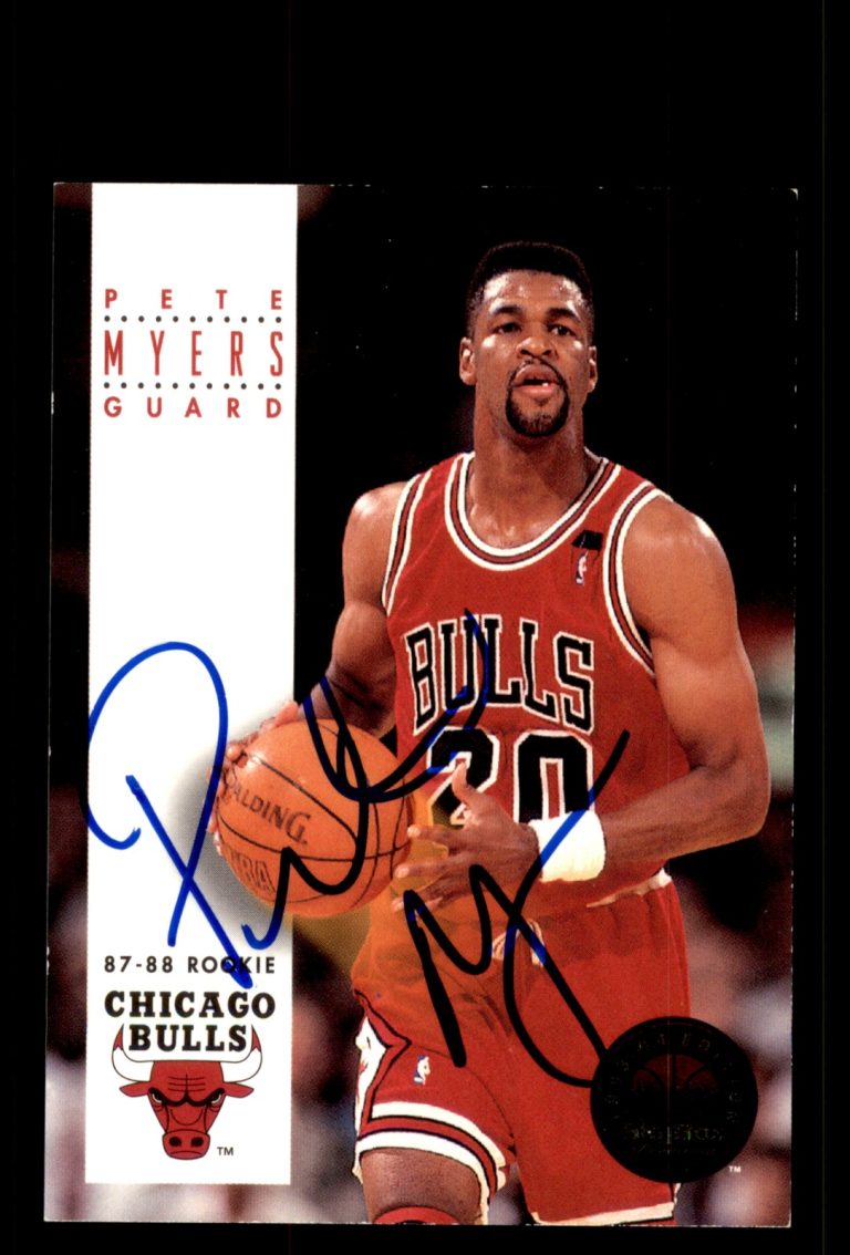 Signed Basketball Card Auto Pete Myers 1993-94 SkyBox Premium #208 Chicago Bulls