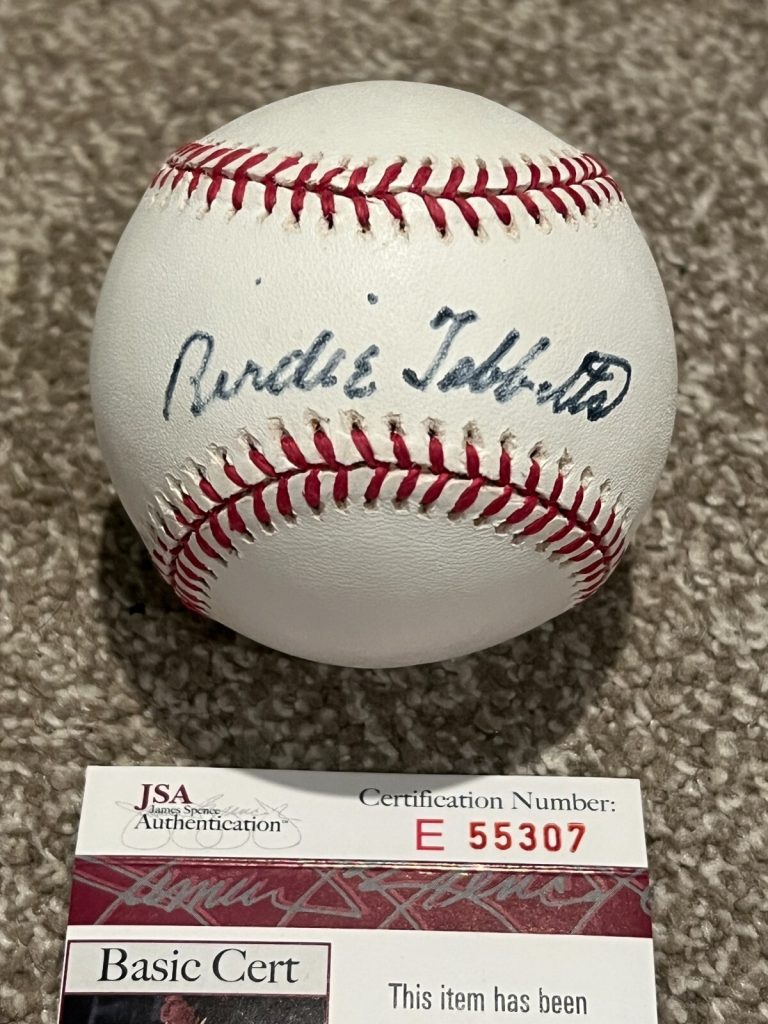 BIRDIE TEBBETTS SIGNED BASEBALL AUTO TIGERS RED SOX INDIANS REDS BRAVES JSA COA
