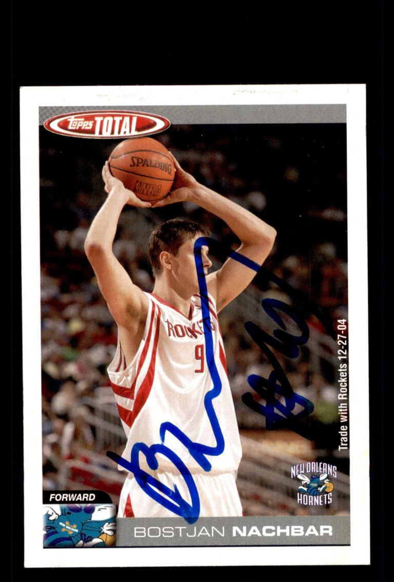 Signed Basketball Card Auto Bostjan Nachbar 2004-05 Topps Total #291 Hornets