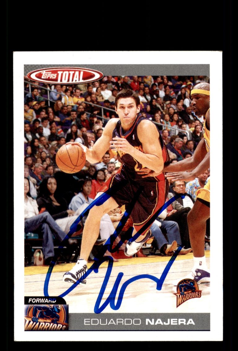 Signed Basketball Card Auto Eduardo Najera 2004-05 Topps Total #216 Warriors