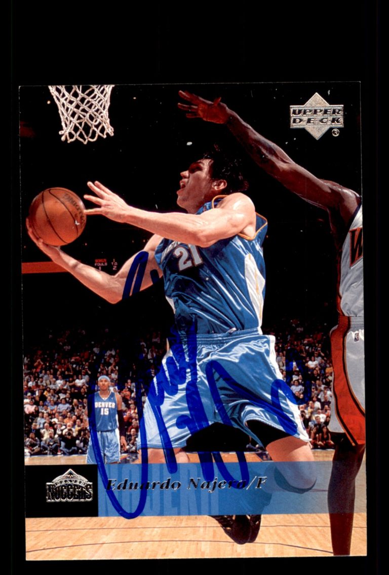 Signed Basketball Card Auto Eduardo Najera 2006-07 Upper Deck #47 Denver Nuggets