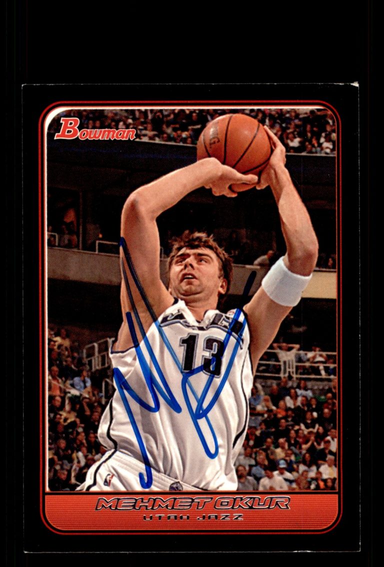 Signed Basketball Card Auto Mehmet Okur 2006-07 Bowman #91 Utah Jazz