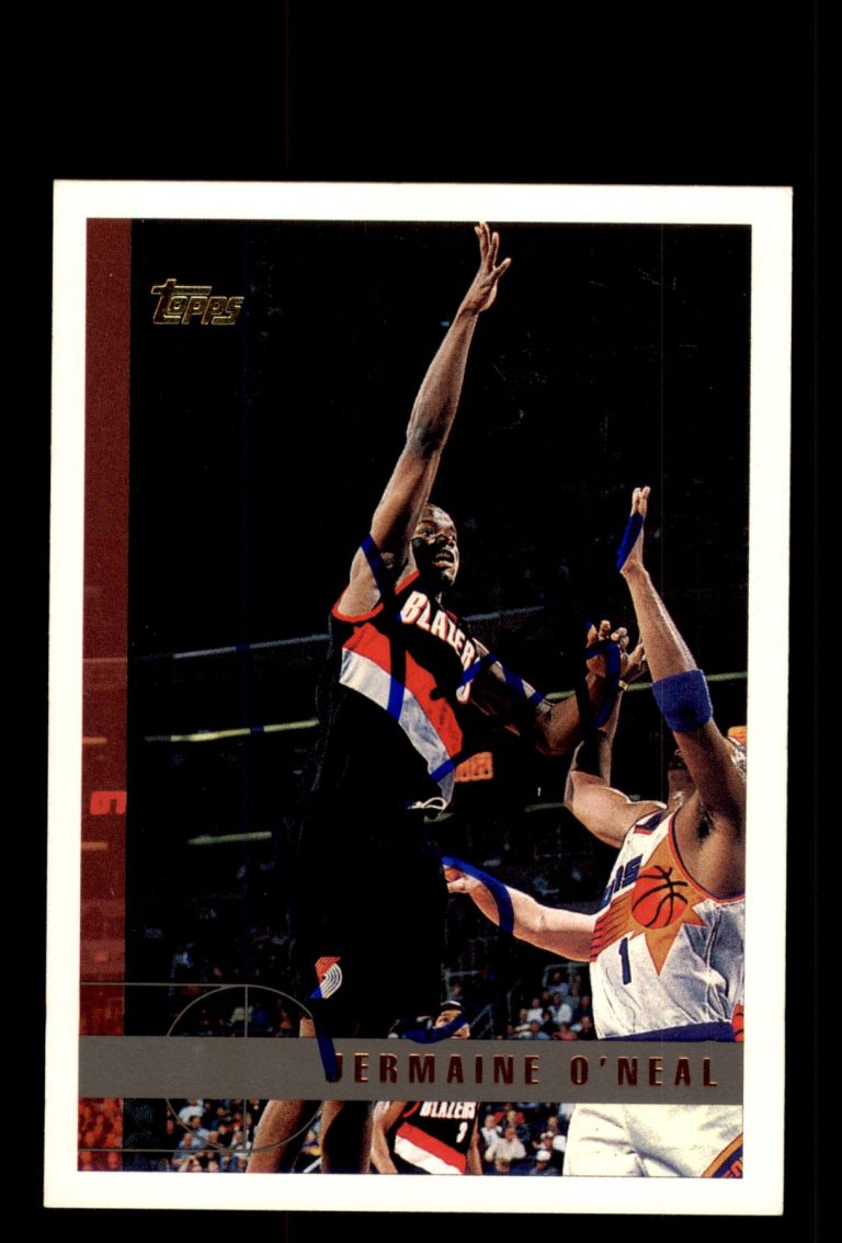 Signed Basketball Card Auto Jermaine O'Neal 1997-98 Topps #90 Trail Blazers