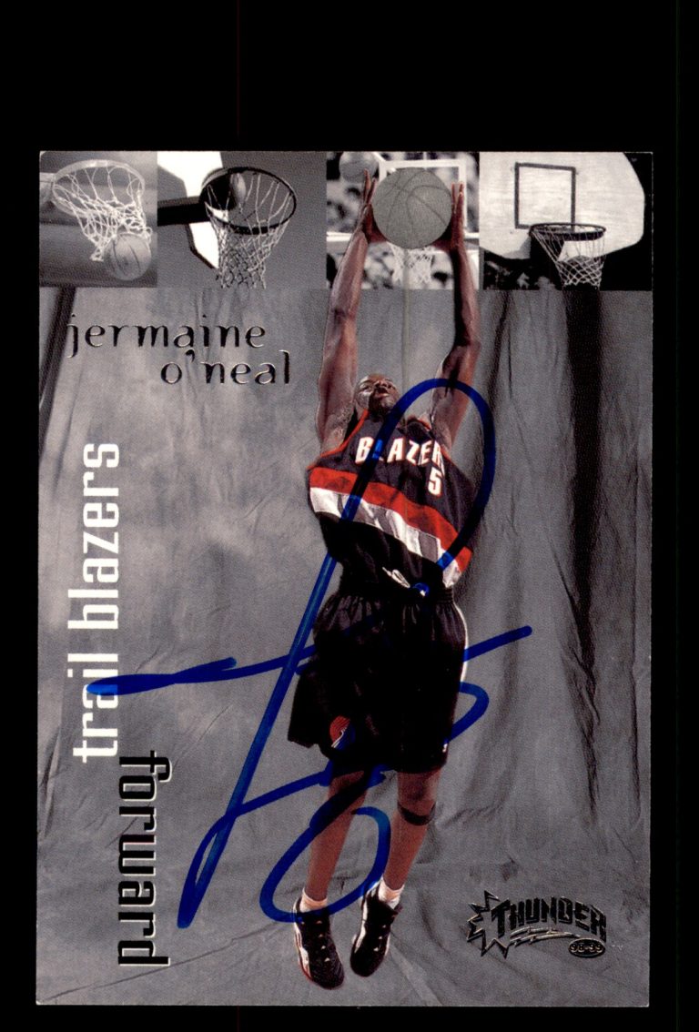Signed Basketball Card Auto Jermaine O'Neal 1998-99 SkyBox Thunder #64