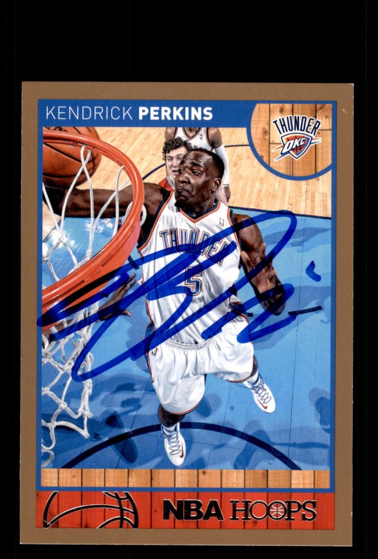 Signed Basketball Card Auto Kendrick Perkins 2013-14 Hoops #88 Thunder Gold