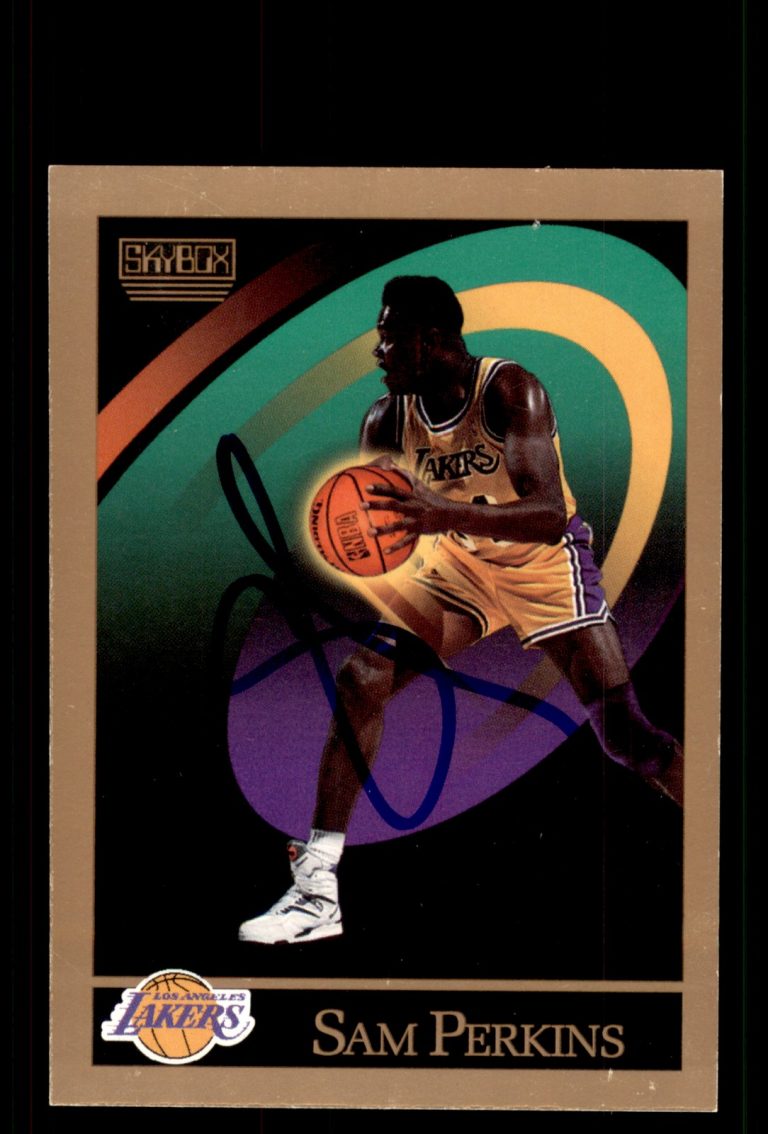 Signed Basketball Card Auto Sam Perkins 1990-91 SkyBox #391 Los Angeles Lakers