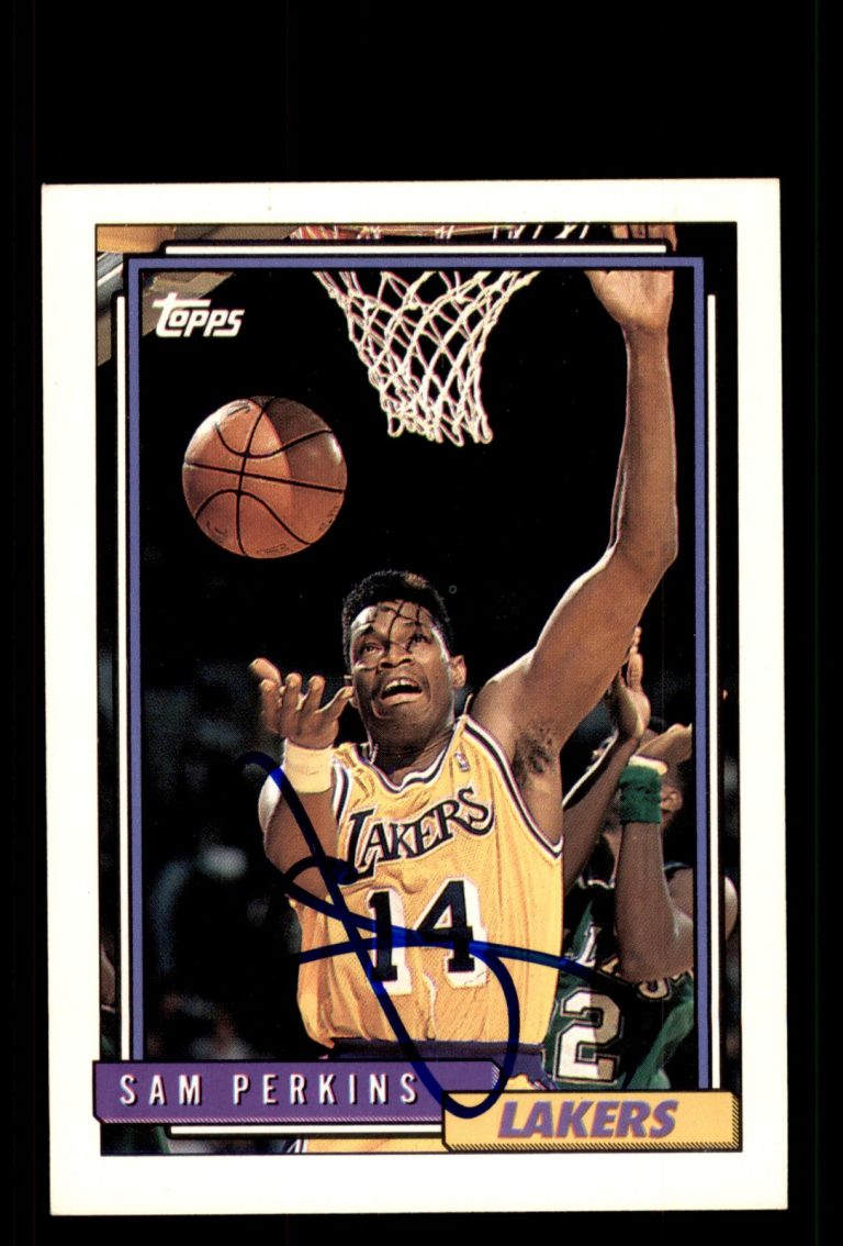 Signed Basketball Card Auto Sam Perkins 1992-93 Topps #174 Los Angeles Lakers