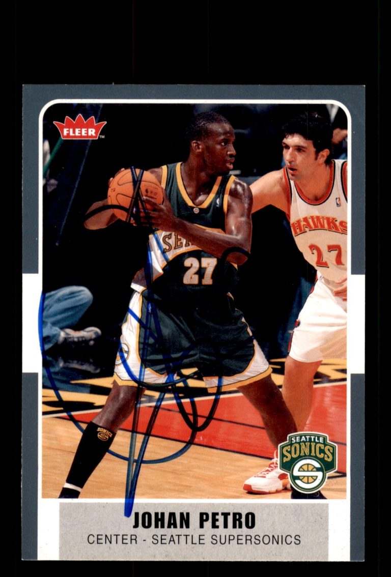 Signed Basketball Card Auto Johan Petro 2007-08 Fleer #106 Seattle SuperSonics