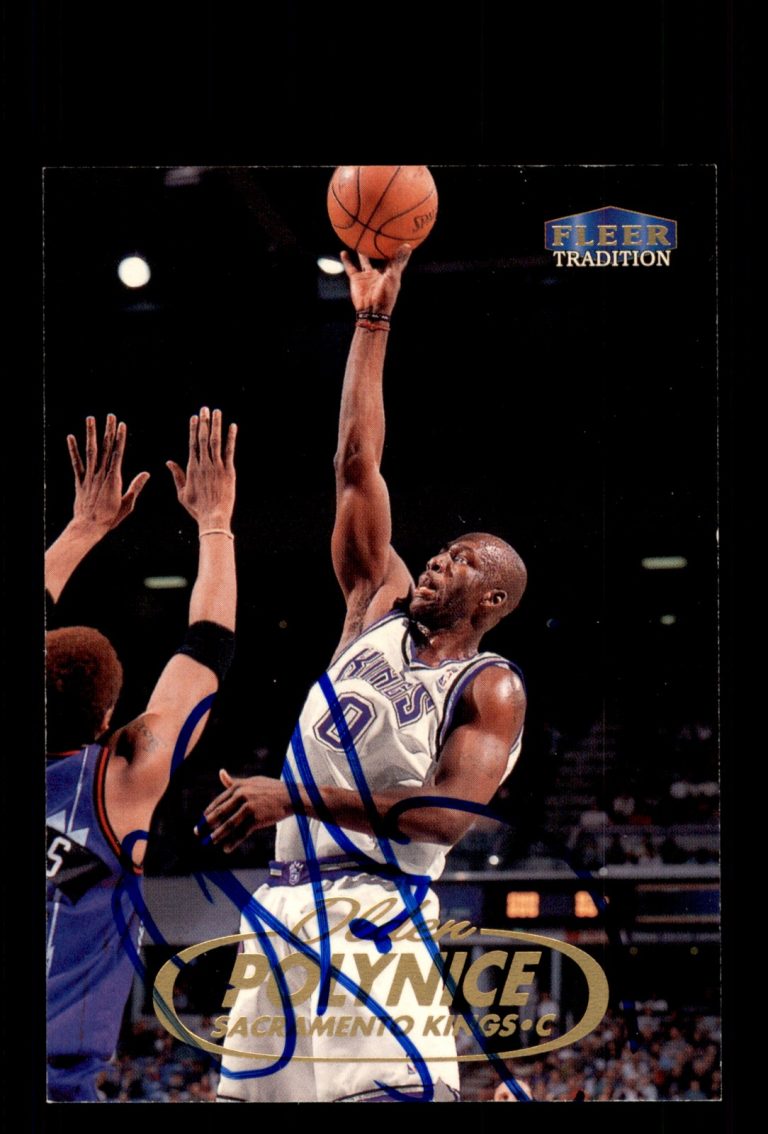 Signed Basketball Card Auto Olden Polynice 1998-99 Fleer Tradition #48 Kings