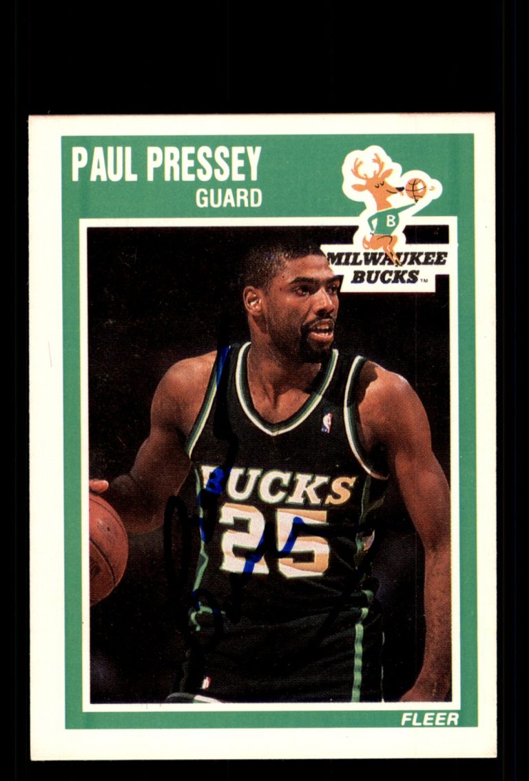 Signed Basketball Card Auto Paul Pressey 1989-90 Fleer #89 Milwaukee Bucks