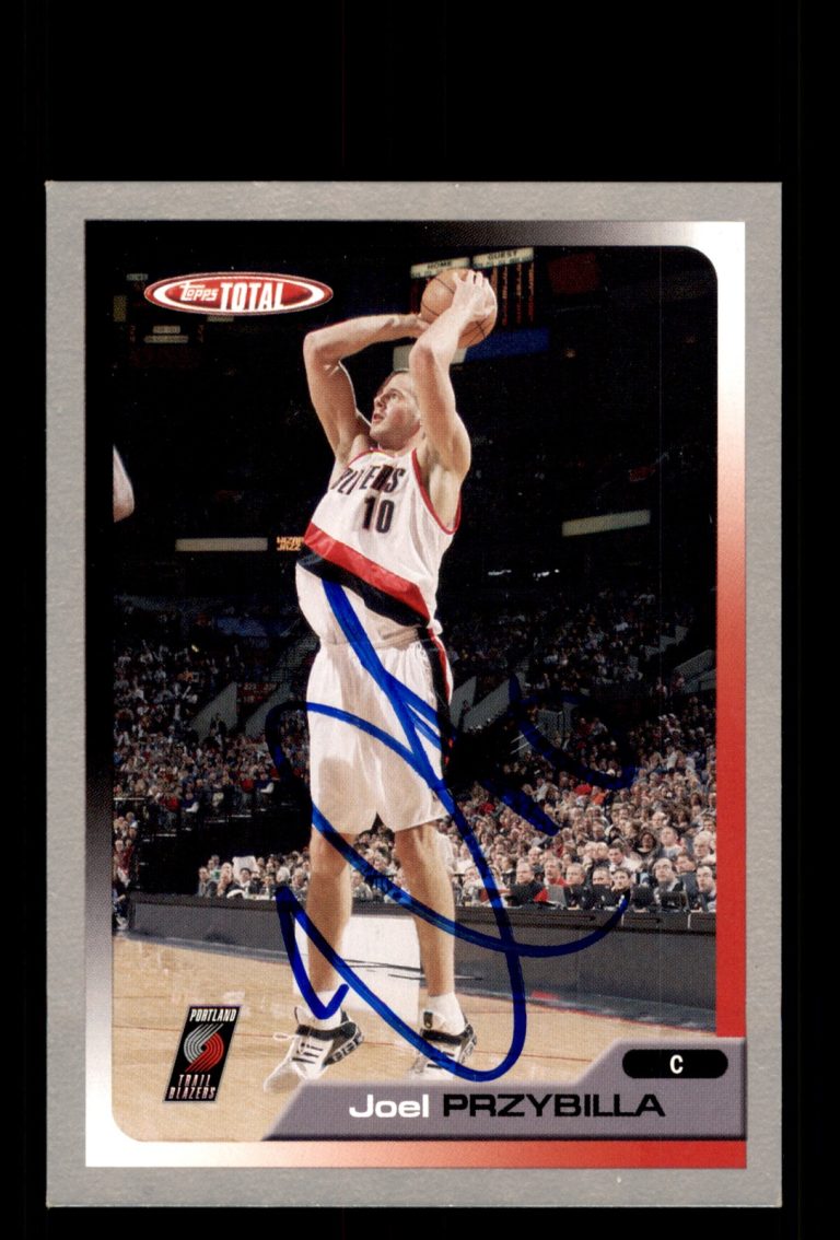 Signed Basketball Card Auto Joel Przybilla 2005-06 Topps Total #89 Blazers